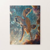 かわいいベビーウミガメとシャボン玉 ジグソーパズル (縦)