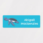 かわいいベビーウミガメパーソナライズされた漫画 ラベル (デザイン2)