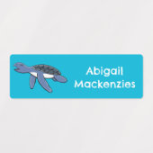 かわいいベビーウミガメパーソナライズされた漫画 ラベル (デザイン1)