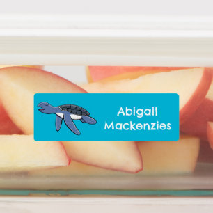 かわいいベビーウミガメパーソナライズされた漫画 ラベル