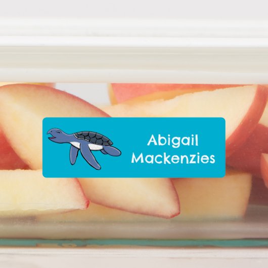 かわいいベビーウミガメパーソナライズされた漫画 ラベル (貼付)