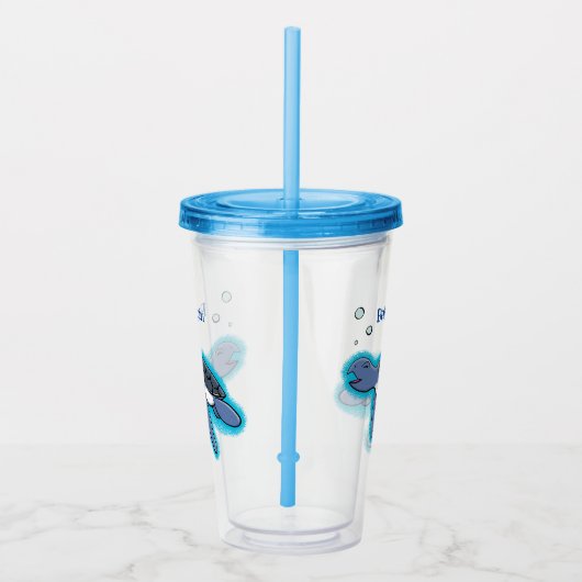 かわいいベビーウミガメ漫画イラストレーション アクリルタンブラー (右)