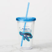 かわいいベビーウミガメ漫画イラストレーション アクリルタンブラー (裏面)