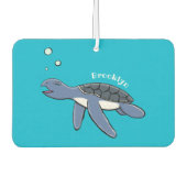 かわいいベビーウミガメ漫画イラストレーション カーエアーフレッシュナー (正面)