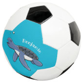 かわいいベビーウミガメ漫画イラストレーション サッカーボール (3/4)