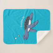 かわいいベビーウミガメ漫画イラストレーション シェルパブランケット (正面(横))