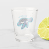 かわいいベビーウミガメ漫画イラストレーション ショットグラス (裏面)