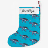 かわいいベビーウミガメ漫画イラストレーション スモールクリスマスストッキング (裏面)