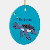 かわいいベビーウミガメ漫画イラストレーション セラミックオーナメント (右)