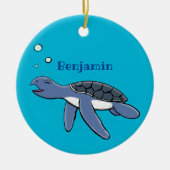 かわいいベビーウミガメ漫画イラストレーション セラミックオーナメント (正面)