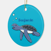 かわいいベビーウミガメ漫画イラストレーション セラミックオーナメント (左)