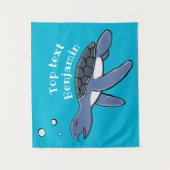 かわいいベビーウミガメ漫画イラストレーション タペストリー (正面)