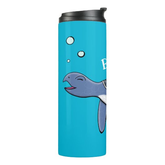 かわいいベビーウミガメ漫画イラストレーション タンブラー (回転左)