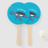 かわいいベビーウミガメ漫画イラストレーション ハンドファン (正面&裏面)