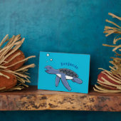 かわいいベビーウミガメ漫画イラストレーション フォトプラーク (側面)