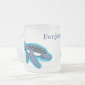 かわいいベビーウミガメ漫画イラストレーション フロストグラスマグカップ (正面左)