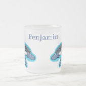 かわいいベビーウミガメ漫画イラストレーション フロストグラスマグカップ (中央)