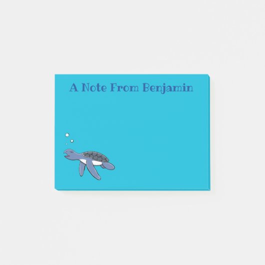 かわいいベビーウミガメ漫画イラストレーション ポストイット (正面)