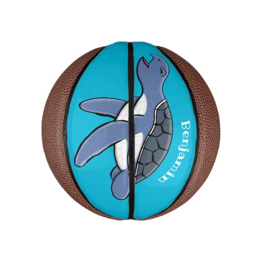 かわいいベビーウミガメ漫画イラストレーション ミニバスケットボール (縦)