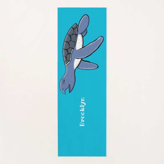 かわいいベビーウミガメ漫画イラストレーション ヨガマット (正面)