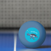 かわいいベビーウミガメ漫画イラストレーション 卓球ボール (ネット)