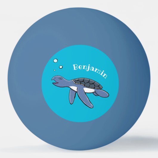 かわいいベビーウミガメ漫画イラストレーション 卓球ボール (正面)
