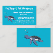 かわいいベビーウミガメ漫画イラストレーション 名刺 (正面/裏面)