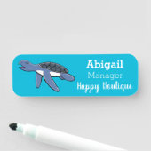 かわいいベビーウミガメ漫画イラストレーション 名札 (インサイチュ)