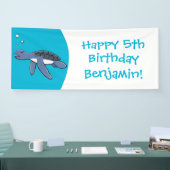 かわいいベビーウミガメ漫画イラストレーション 横断幕 (トレードショー)