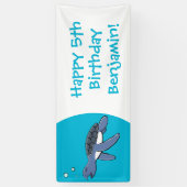 かわいいベビーウミガメ漫画イラストレーション 横断幕 (縦)