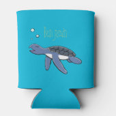 かわいいベビーウミガメ漫画イラストレーション 缶クーラー (裏面)