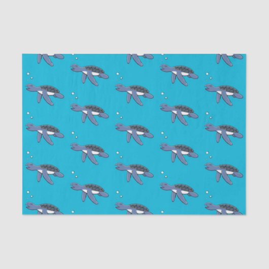 かわいいベビーウミガメ漫画イラストレーション 薄葉紙 (正面)