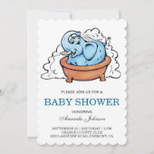 かわいいベビーエレファントバスタブ赤ちゃんシャワー招待状 招待状 (正面)