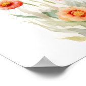 かわいいベビーエレファントパステルウォーターカラー春フラワー ポスター (角)