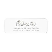 かわいいベビーエレファントファミリー差出人住所 ラベル (正面)