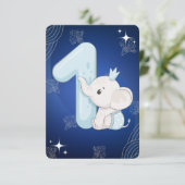 かわいいベビーエレファントファースト誕生日 招待状 (スタンド正面)