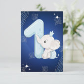 かわいいベビーエレファントファースト誕生日 招待状 (スタンド正面)