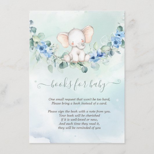 かわいいベビーエレファントブルーバラ エンクロージャーカード (正面)