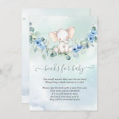 かわいいベビーエレファントブルーバラ エンクロージャーカード (正面/裏面)