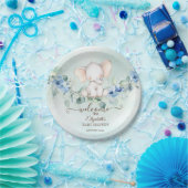 かわいいベビーエレファントブルーバラ ペーパープレート (パーティー)