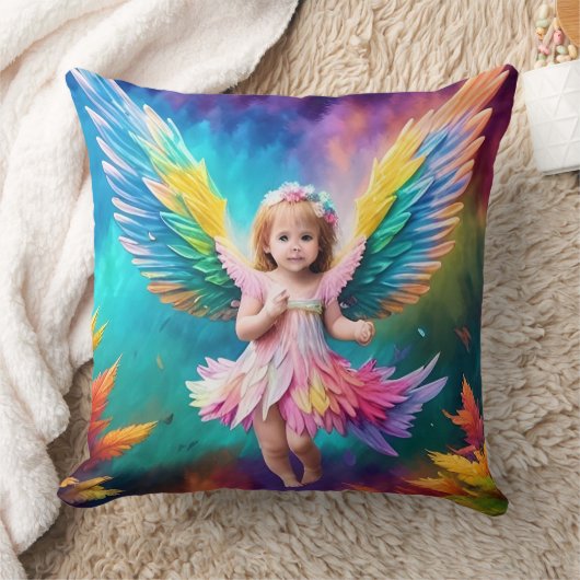 かわいいベビーエンジェルウィングスアート–38424 クッション (ブランケット)