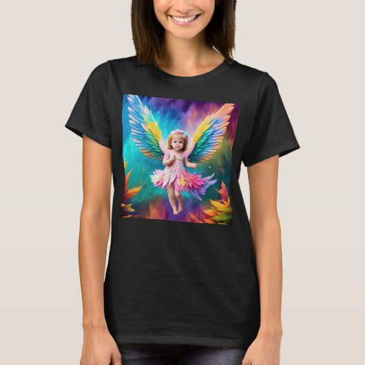 かわいいベビーエンジェルウィングスデザイン Tシャツ (正面)