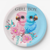 かわいいベビーオウム性別リビール ペーパープレート (正面)