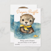 かわいいベビーオッターニュートラルベビーシャワーおむつラッフル エンクロージャーカード (正面/裏面)