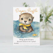 かわいいベビーオッターニュートラルベビーシャワーおむつラッフル エンクロージャーカード (スタンド正面)