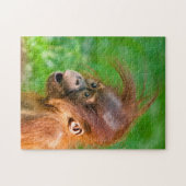 かわいいベビーオランウータンが疑問に思入った ジグソーパズル (横)