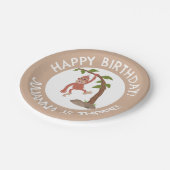 かわいいベビーオランウータンの漫画のパーソナライズされた誕生日 ペーパープレート (アングル)