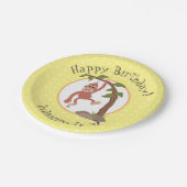 かわいいベビーオランウータンの漫画のパーソナライズされた誕生日 ペーパープレート (アングル)