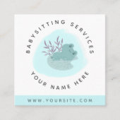 かわいいベビーカエル眠る子供の子守り育児 スクエア名刺 (正面)