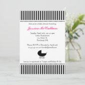 かわいいベビーカーのシルエットガールベビーシャワー 招待状 (スタンド正面)